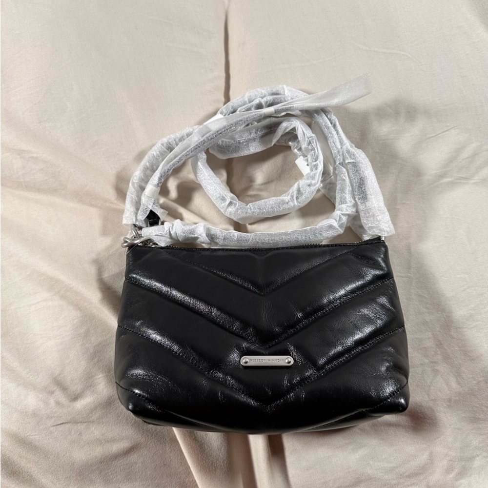Rebecca Minkoff Edie Maxi Black Leather Quilted Crossbody Silver Hardware NWT